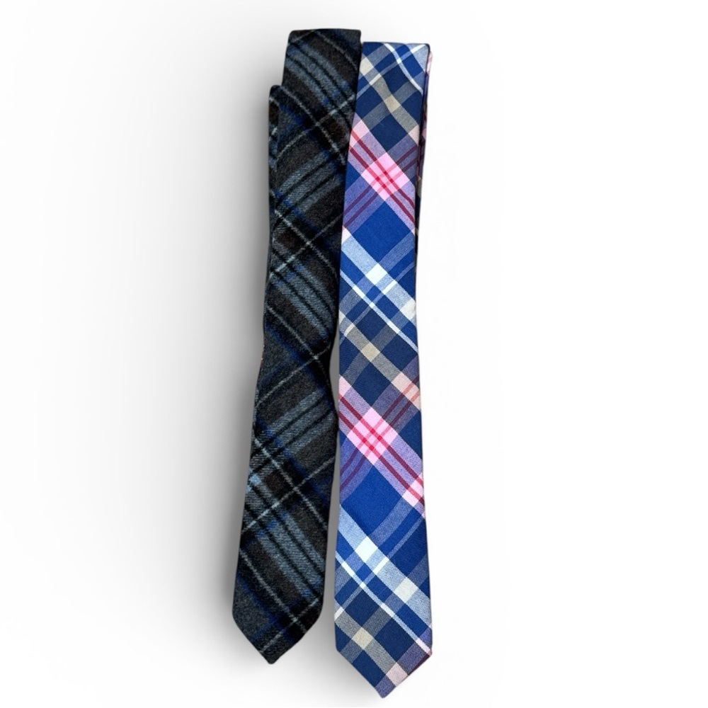 Original Penguin Tie Bundle of 2 Plaid Blue Gray Men’s Neckties